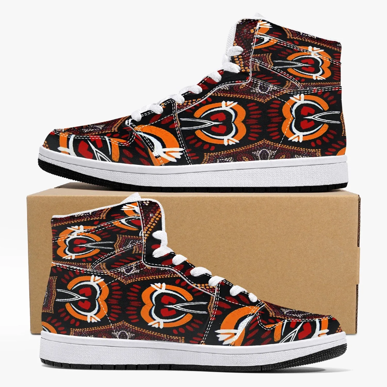 209. High-Top Leather Sneakers - White / Black