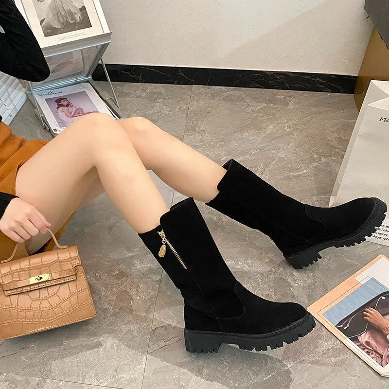 Boots Mid Calf Fur Snow Warm Platform
