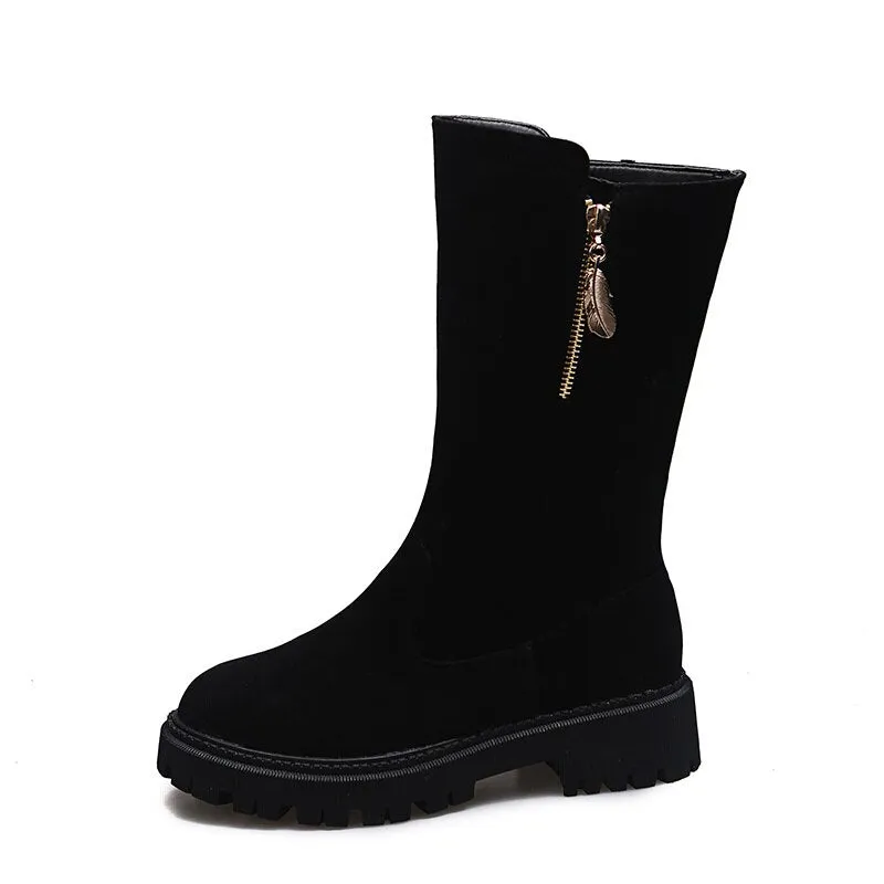 Boots Mid Calf Fur Snow Warm Platform