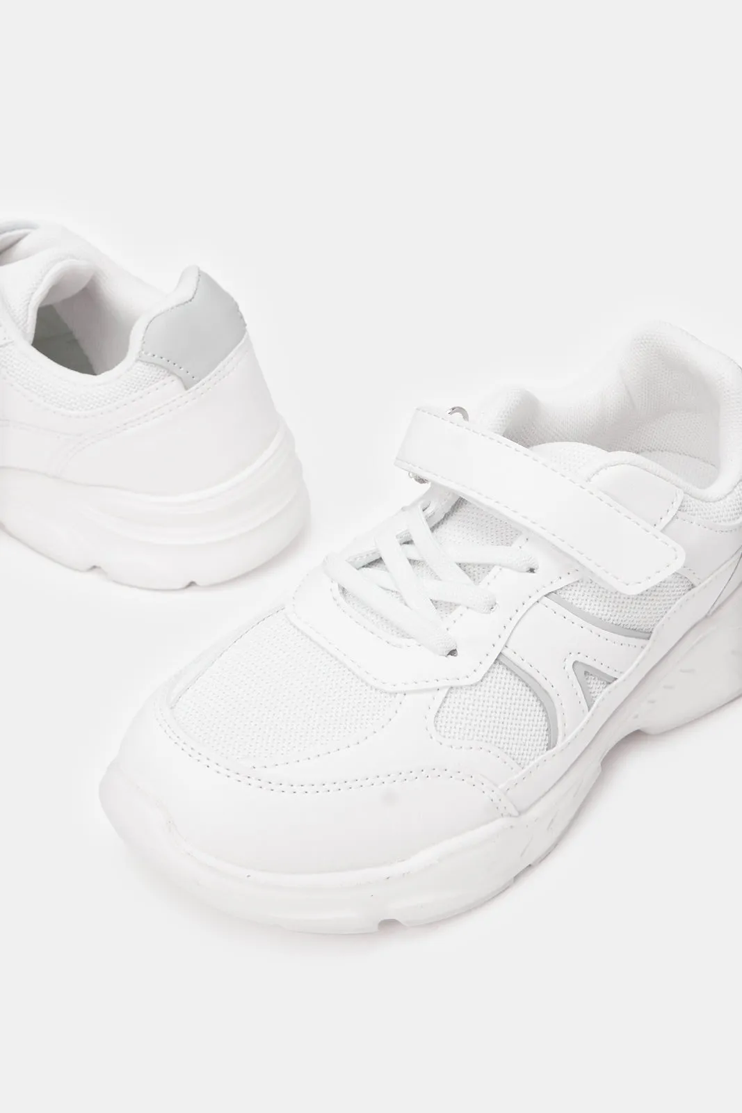 Boys White Material Block Chunky Sneakers