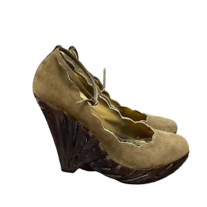 Brown Shoes Heels Wedge By Giuseppe Zanotti, Size: 9