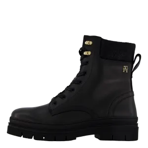 Cleated Lace-up Lthr Mix Mono  Black