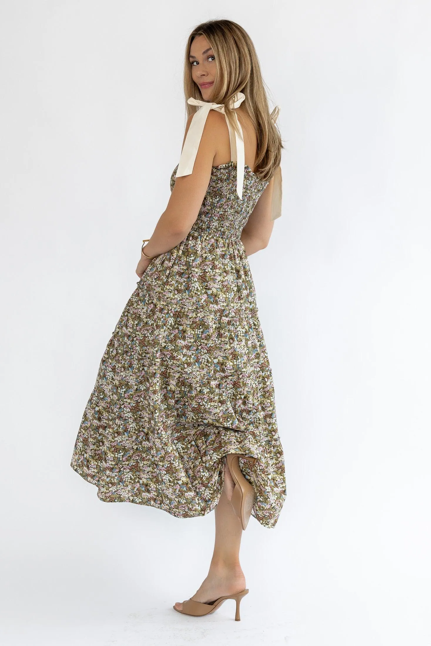 Kelsea Floral Smocked Midi Dress - Final Sale
