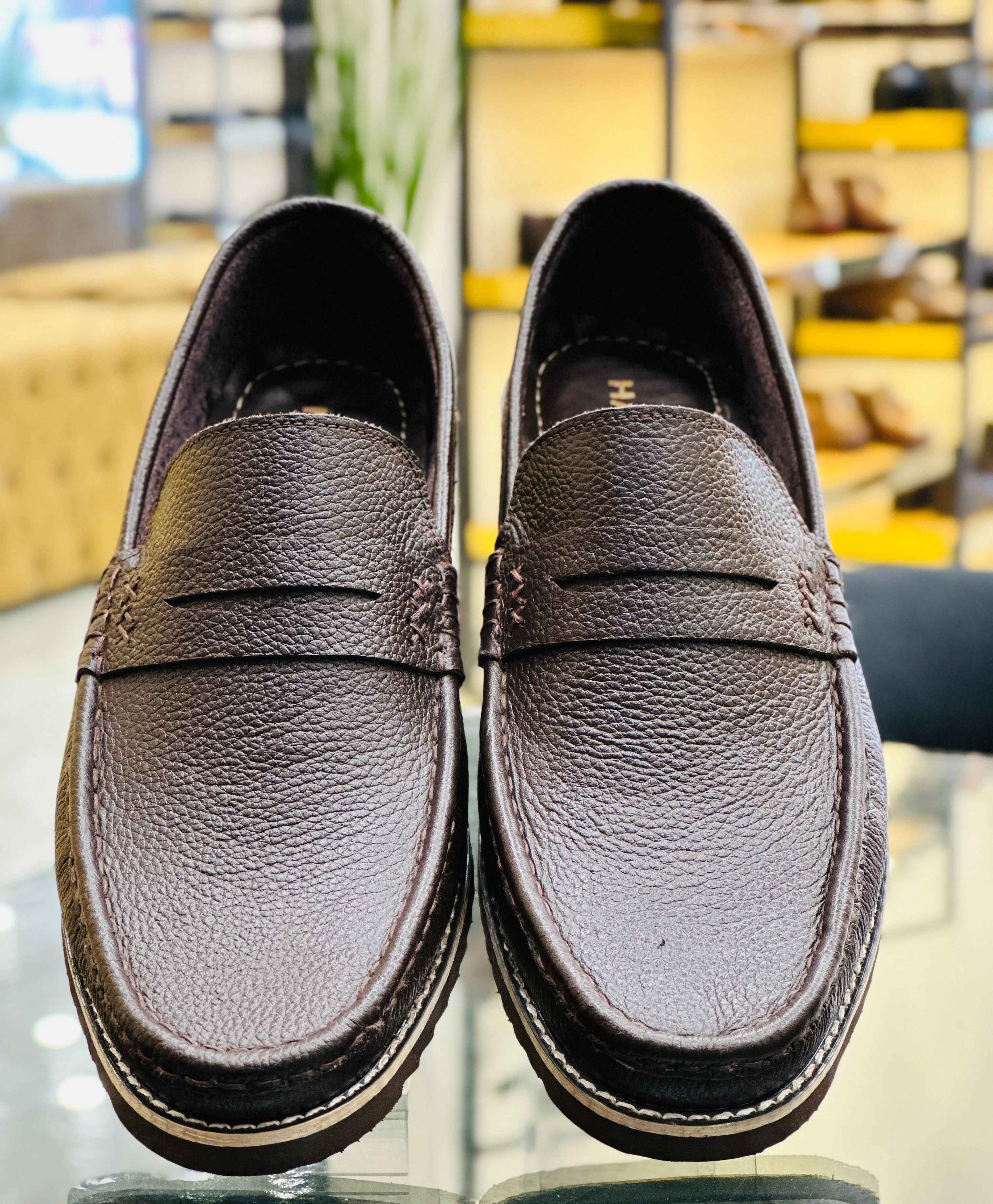LEATHER BROWN CHUNKY LOAFERS