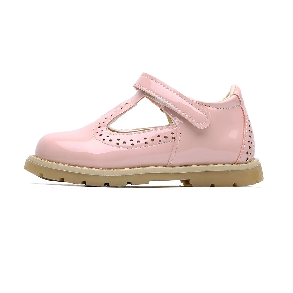 Little Girls School Flat T-Strap Walking Booties Dress Uniform Oxford Shoes