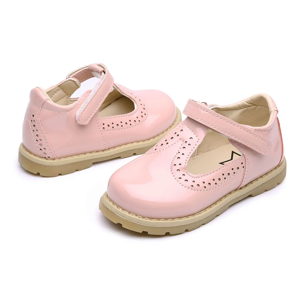 Little Girls School Flat T-Strap Walking Booties Dress Uniform Oxford Shoes