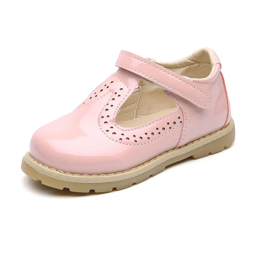 Little Girls School Flat T-Strap Walking Booties Dress Uniform Oxford Shoes