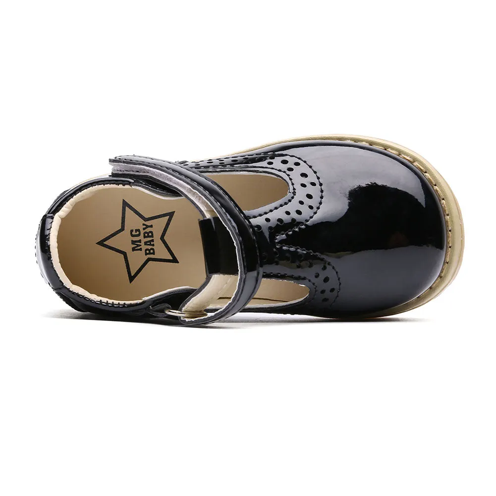 Little Girls School Flat T-Strap Walking Booties Dress Uniform Oxford Shoes