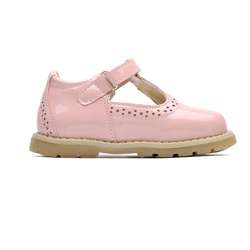 Little Girls School Flat T-Strap Walking Booties Dress Uniform Oxford Shoes