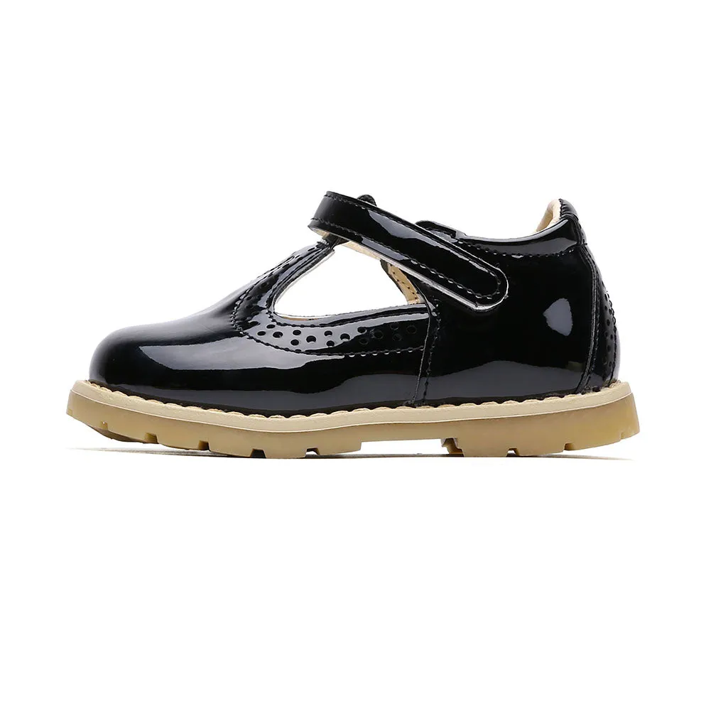 Little Girls School Flat T-Strap Walking Booties Dress Uniform Oxford Shoes