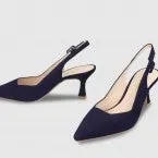Lodi - Juco Navy Suede Kitten Heel Slingback*
