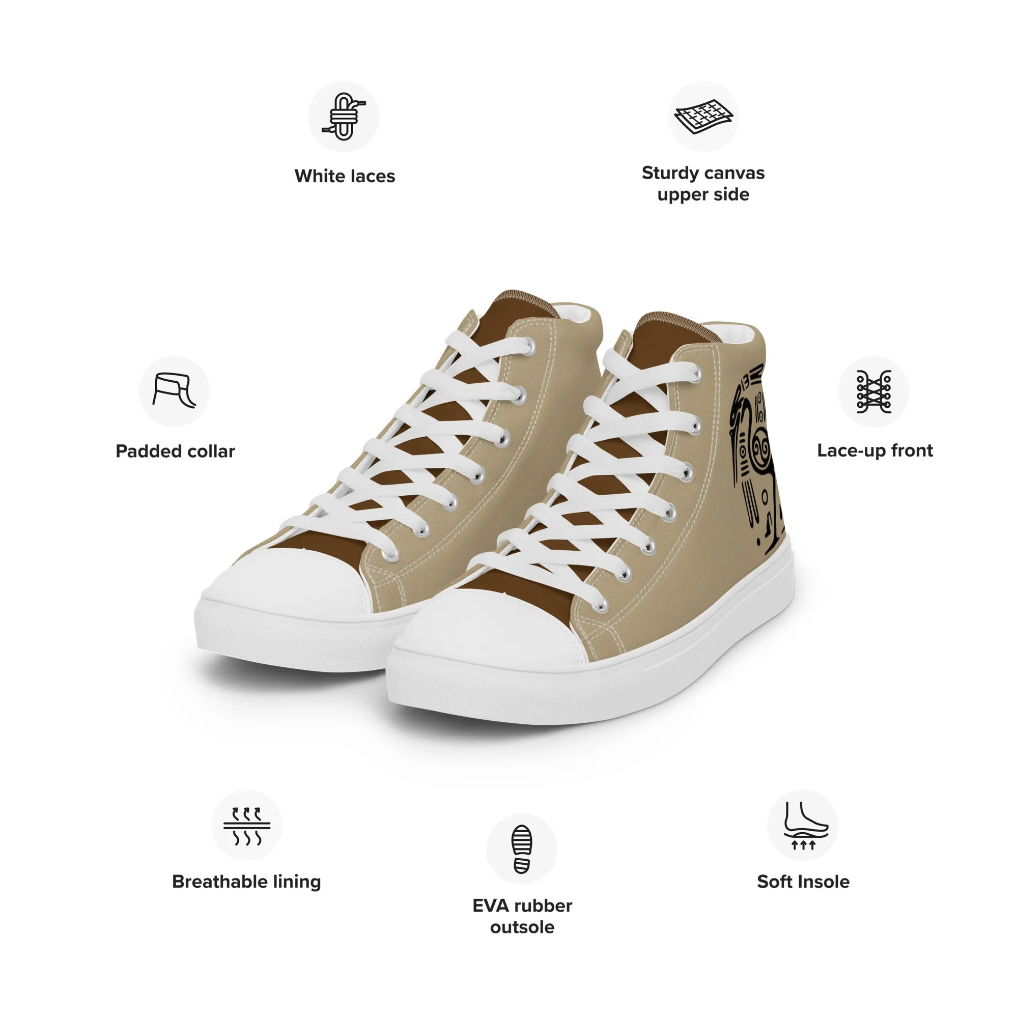 Mayan Ostrich high top canvas shoes