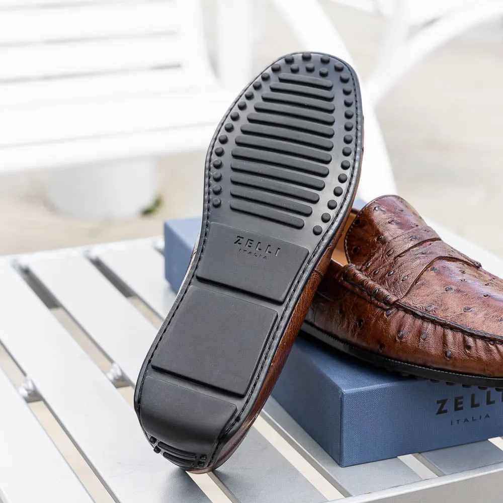 Monza Ostrich Quill Driver in Brown by Zelli Italia