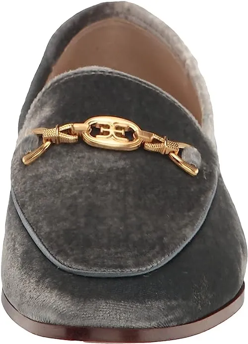 Sam Edelman Loraine Prime Smokey Blue Leather Chain Detail Vamp Loafers Wide