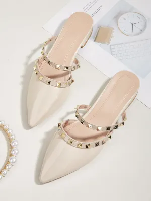 Studded Decor Flat Mules