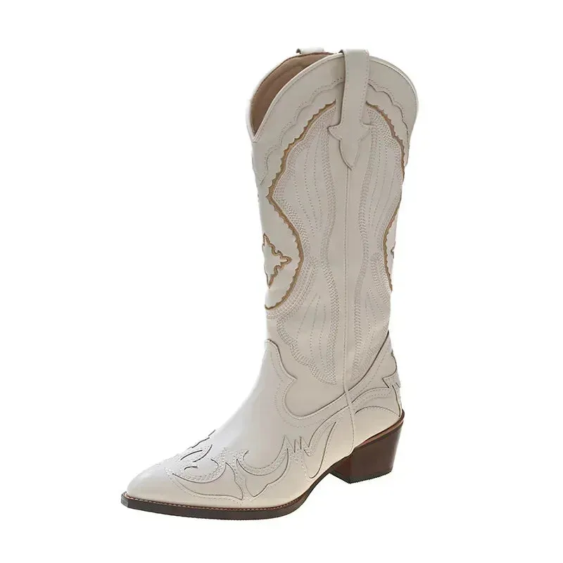 Women's Embroidered Western Cowboy Boots, Pointed Toe