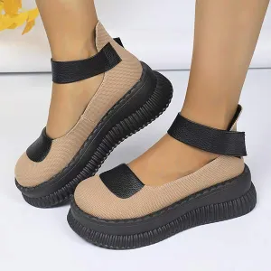 Women's Fashionable Retro Thick-Soled Velcro Shoes 54167092C
